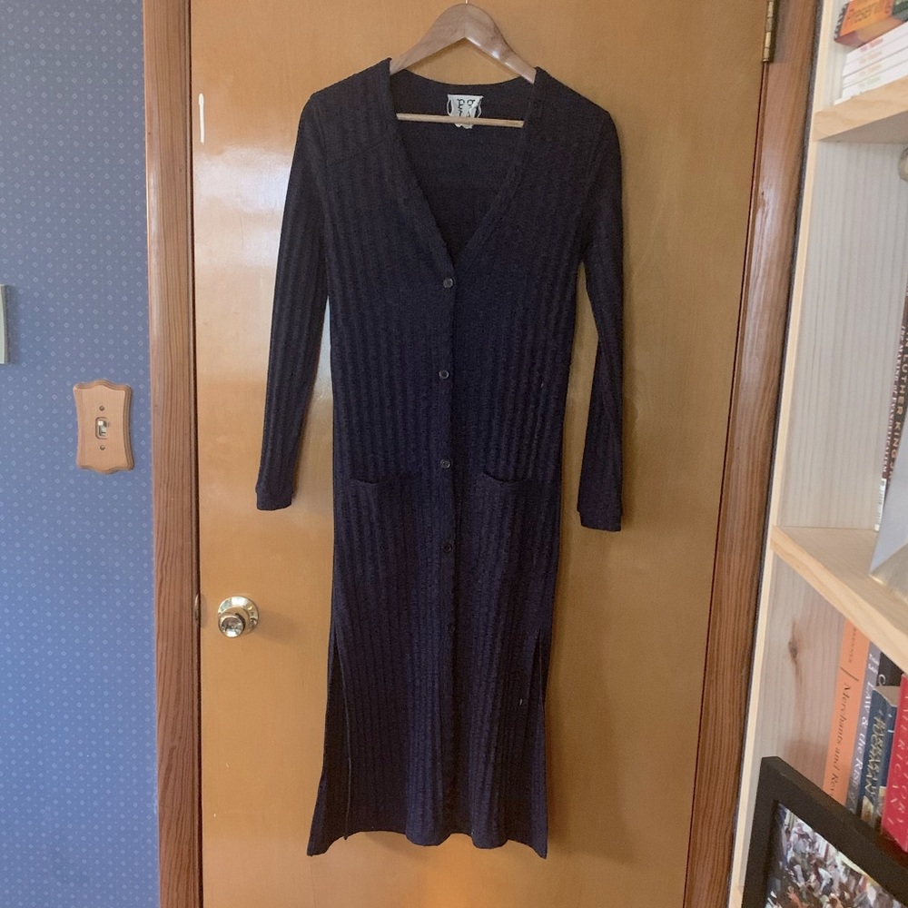 Unique Duster in Black and Navy Marl